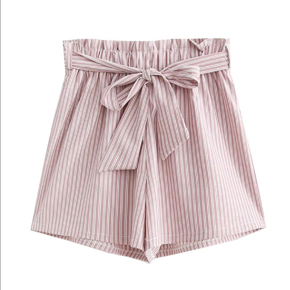 Striped Paper Bag Shorts